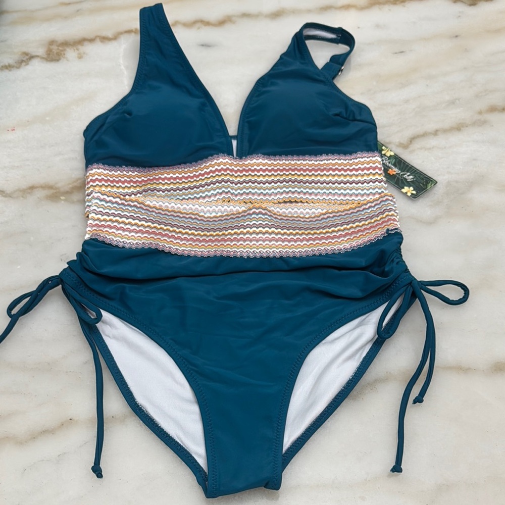 Swimsuit in Teal and Multicolor